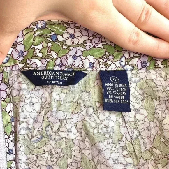 American Eagle Outfitters Stretch Floral Mini Skirt, Purple and Green, Size 4 - Picture 14 of 16